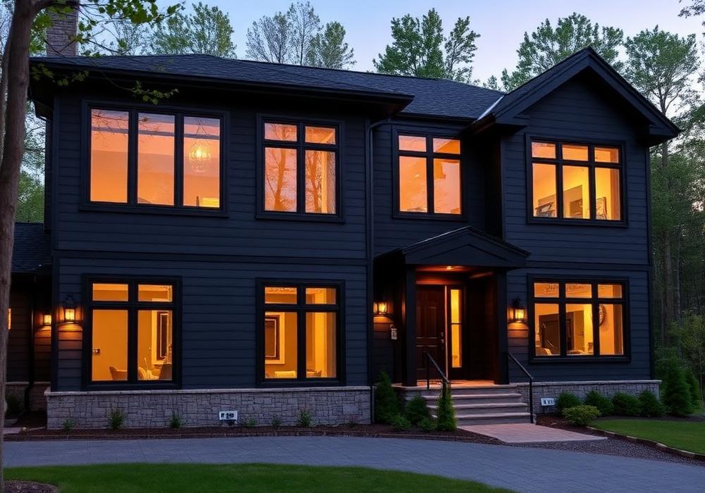 Completed custom luxury home exterior